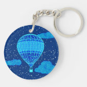 Luchtballon tegen een nachtelijke hemel in diep bl sleutelhanger (Achterkant)