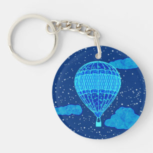 Luchtballon tegen een nachtelijke hemel in diep bl sleutelhanger