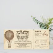 luchtballon  typografie bruiloft receptie kaart (Staand voorkant)