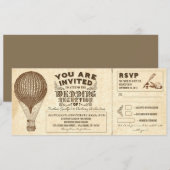 luchtballon  typografie bruiloft receptie kaart (Voorkant / Achterkant)