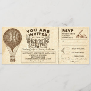 luchtballon  typografie bruiloft receptie kaart