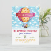 Luchtballon Verjaardag uitnodiging (Staand voorkant)