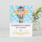 Luchtballon Verjaardag uitnodiging (Staand voorkant)