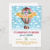 Luchtballon Verjaardag uitnodiging (Voorkant / Achterkant)