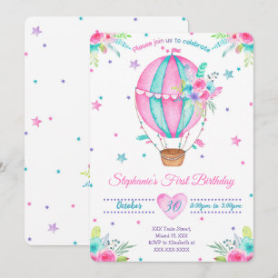 Luchtballon Verjaardagsuitnodigingen Kaart