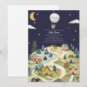 Luchtballon Village Neutral Night Baby shower Kaart (Voorkant / Achterkant)