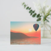 Luchtballon voor warme lucht, met zonsondergang briefkaart (Staand voorkant)