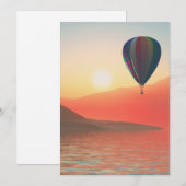 Luchtballon voor warme lucht, met zonsondergang feestdagenkaart (Voorkant / Achterkant)