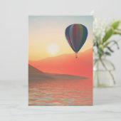 Luchtballon voor warme lucht, met zonsondergang feestdagenkaart (Staand voorkant)