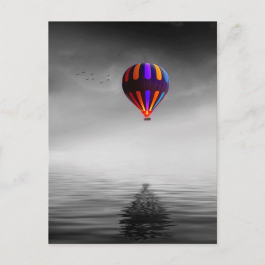 Luchtballon zwart-wit fotografie briefkaart (Voorkant)
