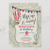 luchtballonavontuur 1e verjaardag kaart (Voorkant / Achterkant)