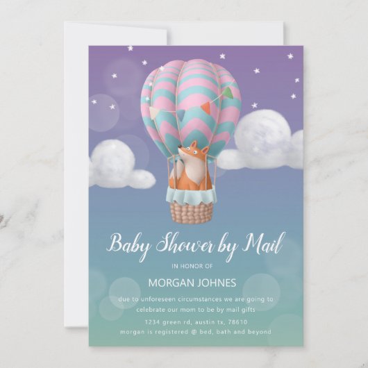 luchtballondieren Baby shower per post uitnodiging (Voorkant)