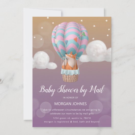 luchtballondieren Baby shower per post uitnodiging (Voorkant)