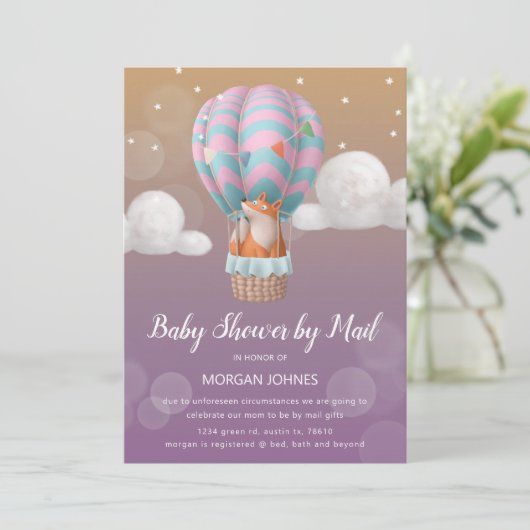 luchtballondieren Baby shower per post uitnodiging (Staand voorkant)