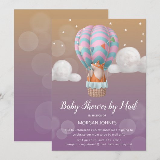 luchtballondieren Baby shower per post uitnodiging (Voorkant / Achterkant)
