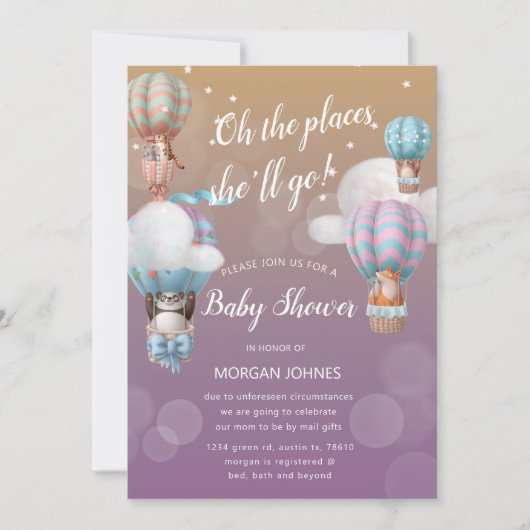 luchtballondieren Baby shower per post uitnodiging (Voorkant)