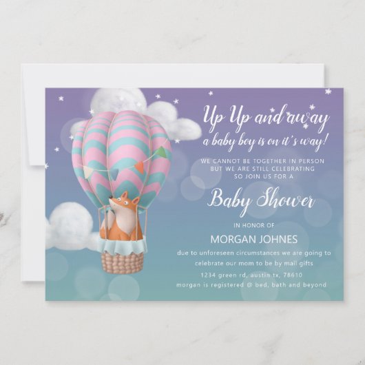 luchtballondieren Baby shower per post uitnodiging (Voorkant)