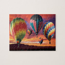 Luchtballonnen bij de nachtpuzzel in Jigzaag Legpuzzel