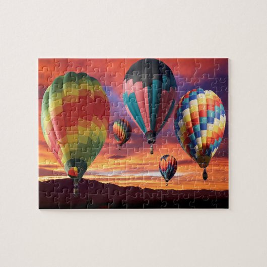 Luchtballonnen bij de nachtpuzzel in Jigzaag Legpuzzel (Horizontaal)