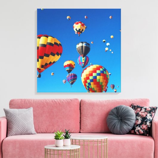 Luchtballonnen blauwe hemel canvas afdruk (Insitu (Woonkamer))