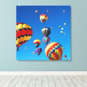 Luchtballonnen blauwe hemel canvas afdruk (Insitu (Houten vloer))