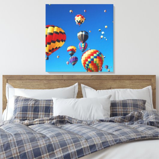 Luchtballonnen blauwe hemel canvas afdruk (Insitu (Slaapkamer))