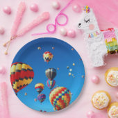 Luchtballonnen blauwe hemel papieren bordje (Feest)