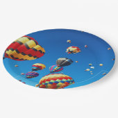 Luchtballonnen blauwe hemel papieren bordje (Gekanteld)