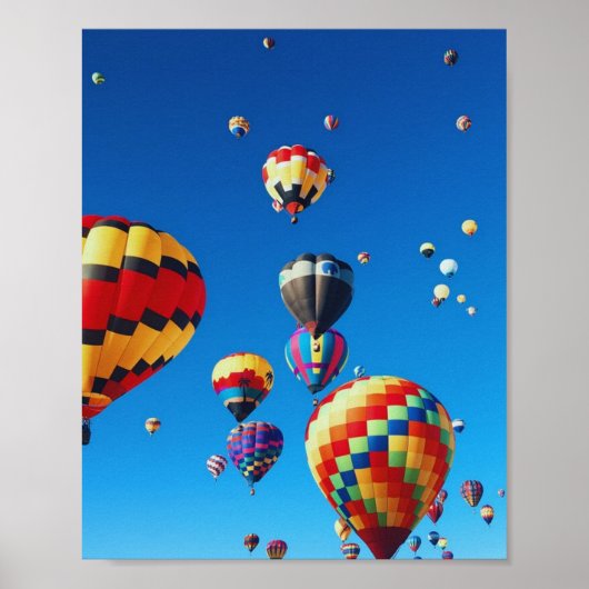 Luchtballonnen blauwe hemel poster (Voorkant)