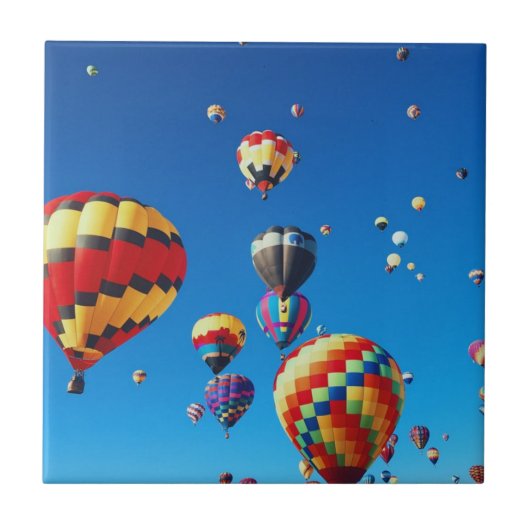Luchtballonnen blauwe hemel tegeltje (Voorkant)
