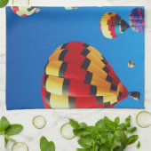 Luchtballonnen blauwe hemel theedoek (Gevouwen)