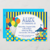 Luchtballonnen, carrousel, carnaval Circus Birthda Kaart (Voorkant / Achterkant)