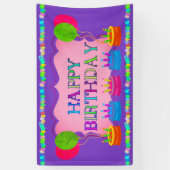 Luchtballonnen en Cake Birthday Spandoek (Verticaal)