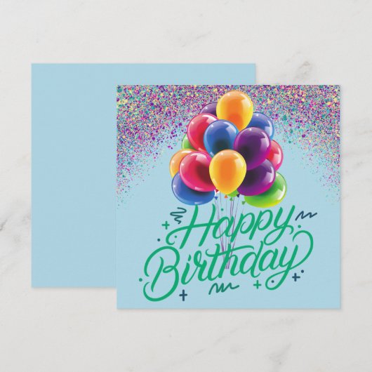Luchtballonnen en Confetti Kaart (Voorkant / Achterkant)