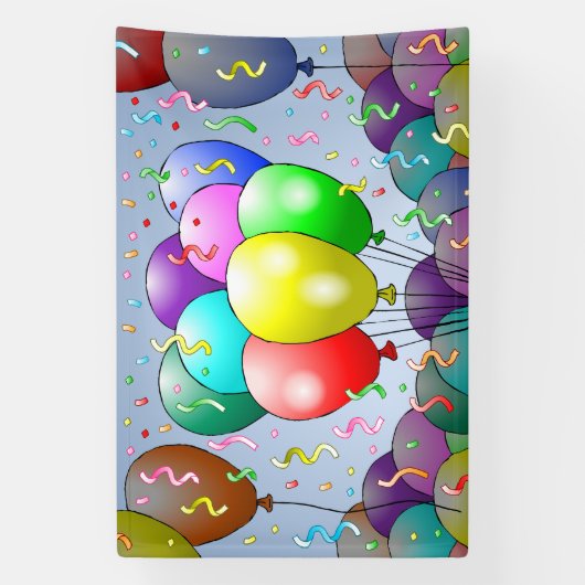 Luchtballonnen en Confetti Spandoek (Verticaal)