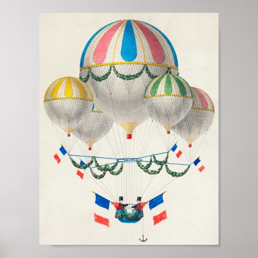 Luchtballonnen en Franse vlag Poster (Voorkant)