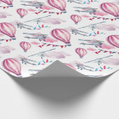 Luchtballonnen en vleugelvliegtuigen cadeaupapier (Hoek)