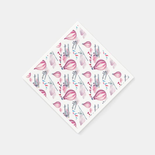 Luchtballonnen en vleugelvliegtuigen servetten