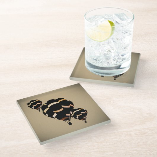  luchtballonnen glazen onderzetter (Schuin)