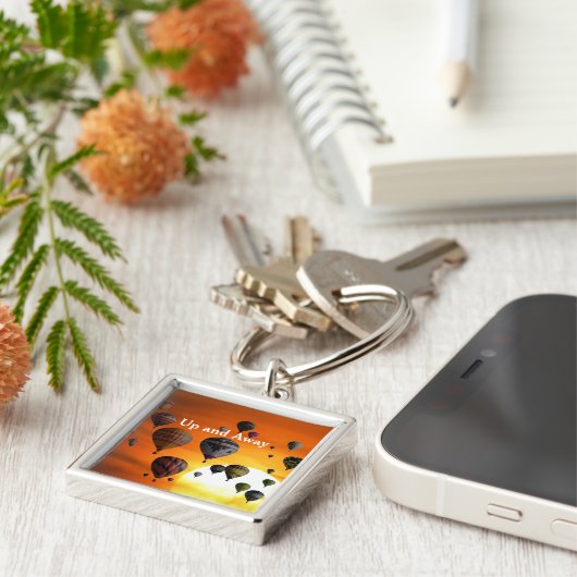 Luchtballonnen in de vlucht sleutelhanger (Zijkant)