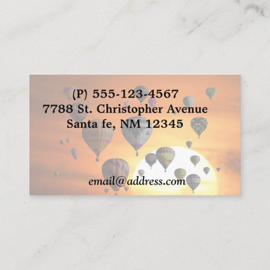 Luchtballonnen in de vlucht visitekaartje (Achterkant)