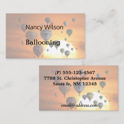 Luchtballonnen in de vlucht visitekaartje (Voorkant / Achterkant)