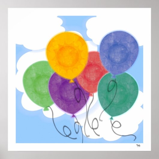 Luchtballonnen in het Poster Sky (Voorkant)