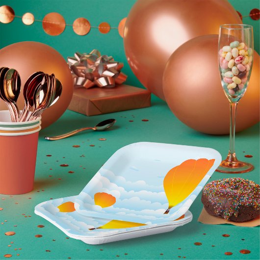Luchtballonnen in wolken papieren bordje