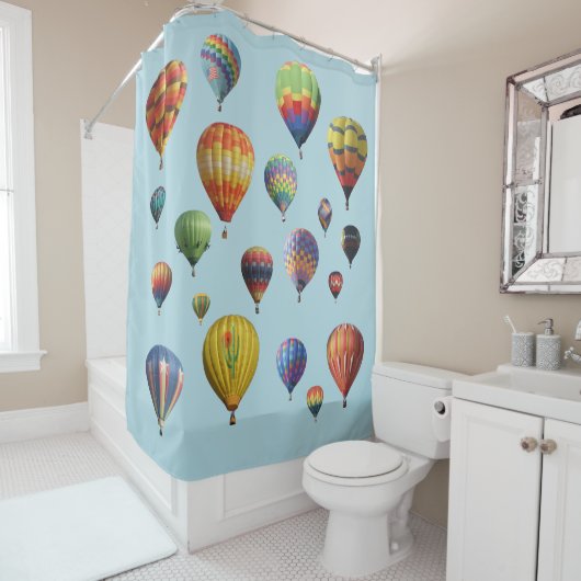Luchtballonnen op lichtblauw Shower Curtain Douchegordijn (In situ)