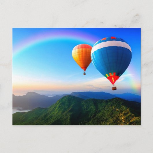 Luchtballonnen over bergen regenboogstraal Briefka Briefkaart (Voorkant)