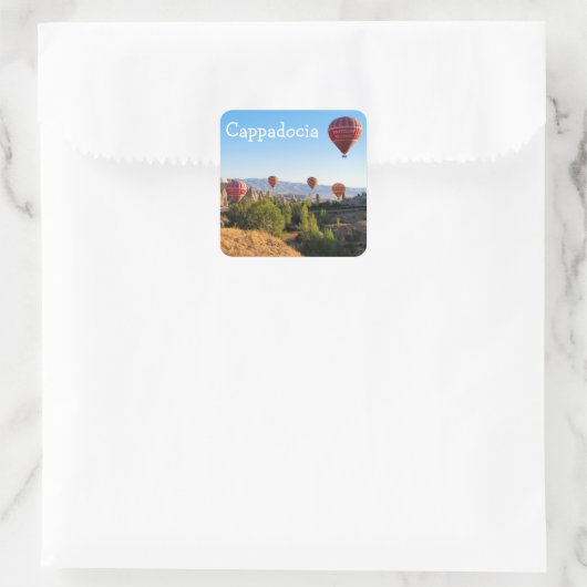 Luchtballonnen over Cappadocia Vierkante Sticker (Tas)