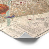 Luchtballonnen over de  Franse kaart van Parijs Poster (Hoek)