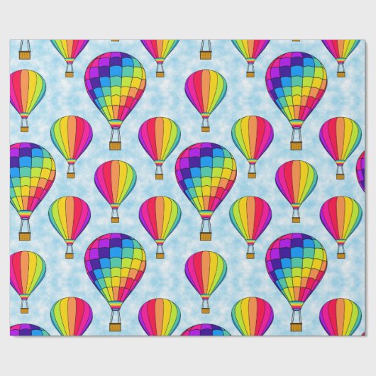 Luchtballonnen regenboogkleuren cadeaupapier (Vlak)