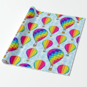 Luchtballonnen regenboogkleuren cadeaupapier (Uitgerold)